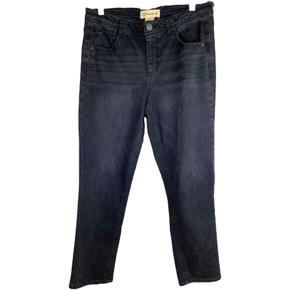 Democracy Jeans Womens 10 Black Cotton Stretch Dark Wash Mid-Rise Straight Leg - Picture 1 of 7
